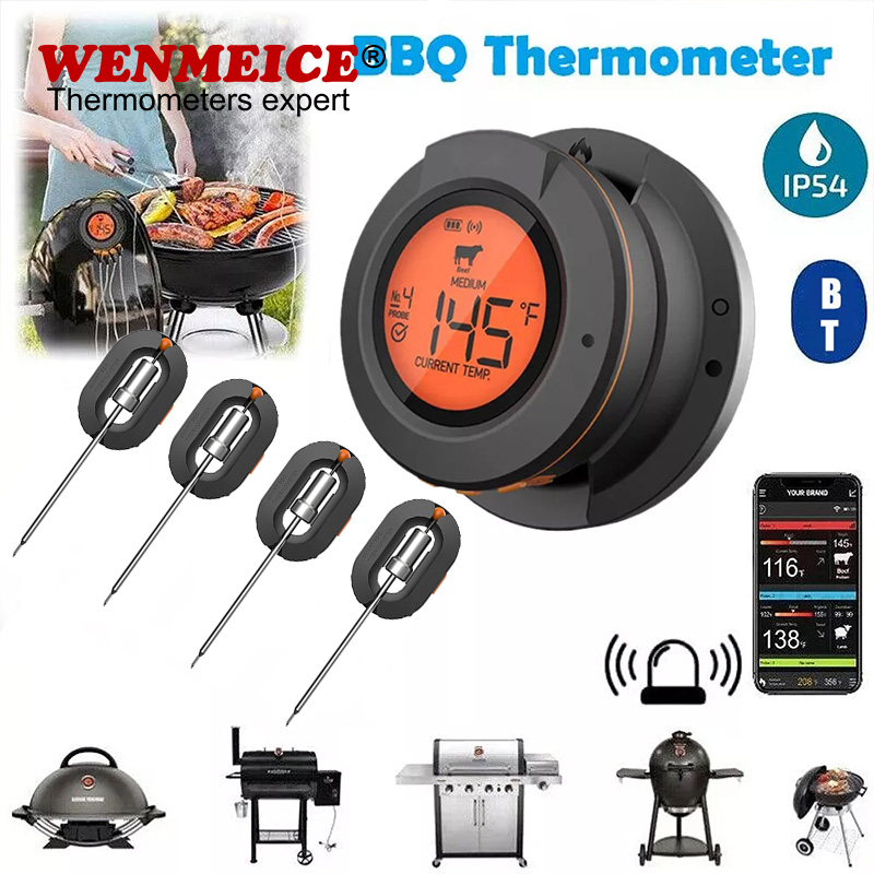 Kitchen Gadgets Under 500 - WENMEICE เทอร์โมมิเตอร์บลูทูธพร้อมเซ็นเซอร์ดิจิทัลสำหรับอุณหภูมิสูง 500 ℃ เตาอบ ตะแกรงย่าง