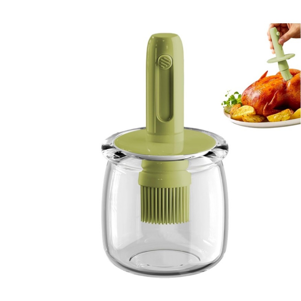 Kitchen Gadgets Dispenser Brush Holder - ที่จ่ายน้ำมันปรุงอาหาร， ขวดน้ำส้มสายชูน้ำหนักเบาพร้อมแปรงถอดได้ อุปกรณ์ทำอาหาร ที่เก็บซอส อุปกรณ์ครัว