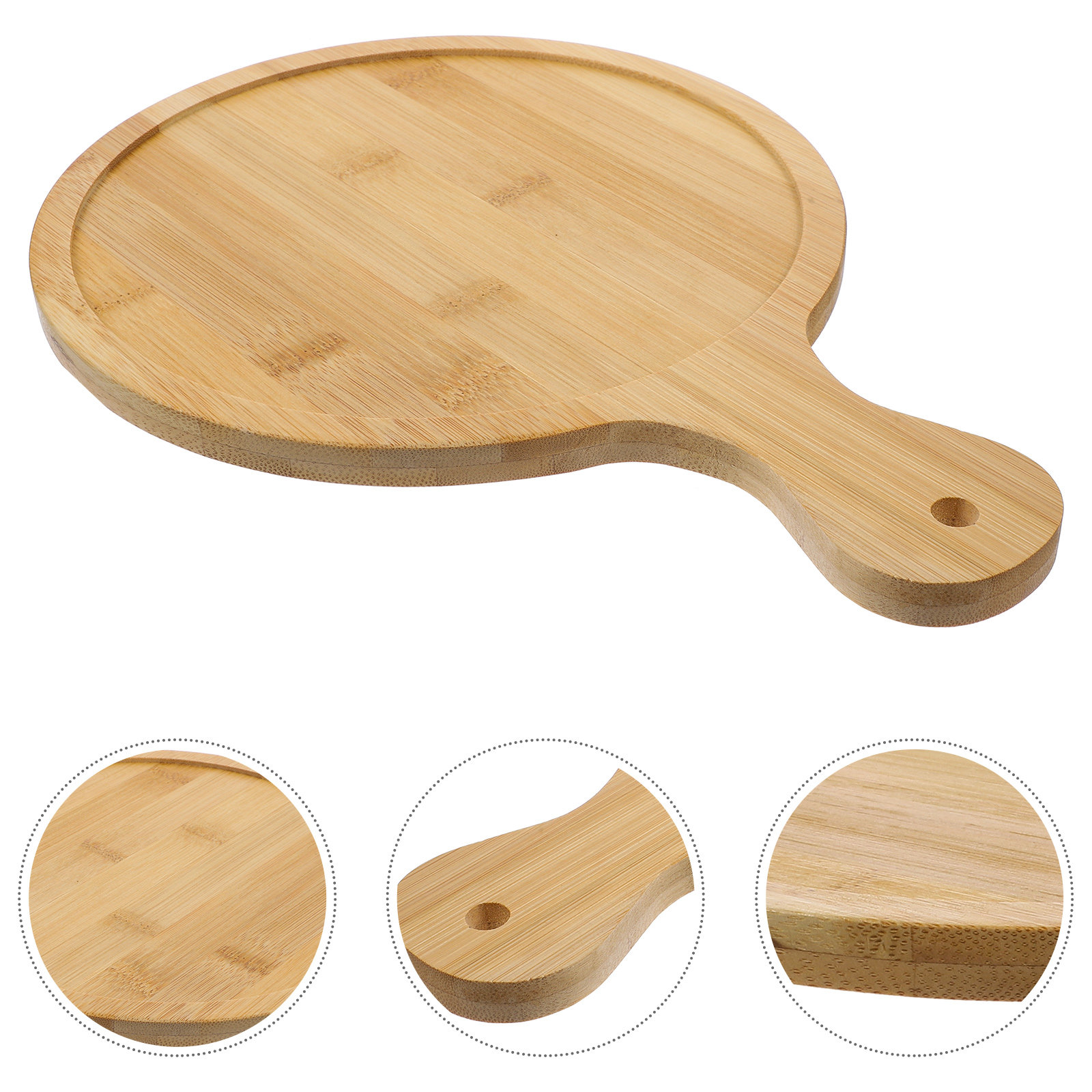 Pizza Stone Baking - ถาดพิซซ่าไม้ธรรมชาติขนาด 9 นิ้ว พร้อมที่จับที่มั่นคง ทนความร้อน เหมาะสำหรับอุปกรณ์ทำพิซซ่าที่บ้านและร้านอาหาร