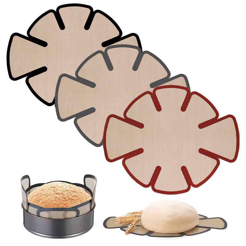 Pizza Stone Baking - แผ่นรองอบขนมปังซิลิโคน 1 ชิ้น แผ่นรองกันติดสำหรับถาดอบขนมปัง อุปกรณ์เสริมสำหรับยกขนมปัง ใช้ซ้ำได้