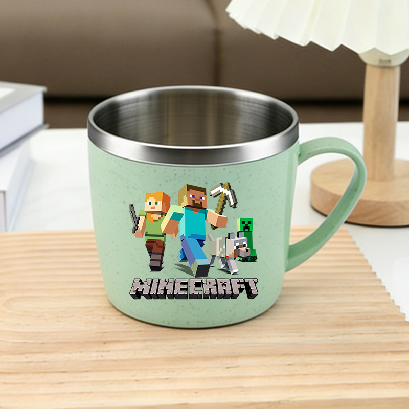 Kitchen Gadgets Gift - แก้วน้ำสแตนเลสลายมайнคราฟท์ แก้วกาแฟ แก้วนม แก้วการ์ตูน แก้วน้ำสำหรับแปรงฟัน แก้วน้ำสำหรับเด็กชายและเด็กหญิง