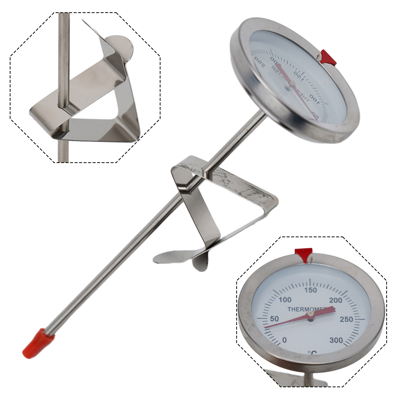 Kitchen Gadgets Tools - เทอร์โมมิเตอร์วัดอุณหภูมิอาหารแบบสแตนเลส อุปกรณ์ครัว วัดอุณหภูมิการปรุงอาหาร 0~300 ℃ นม