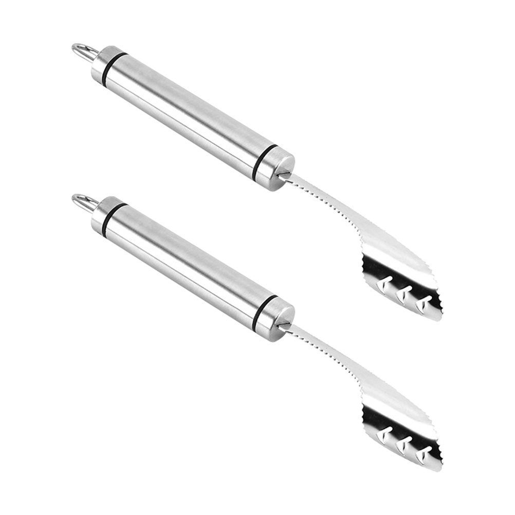 Kitchen Gadgets Tools - ที่คว้านเมล็ดพริกสแตนเลส 2 ชิ้น พร้อมใบเลื่อย ที่คว้านเมล็ดพริก ที่ตัดพริก