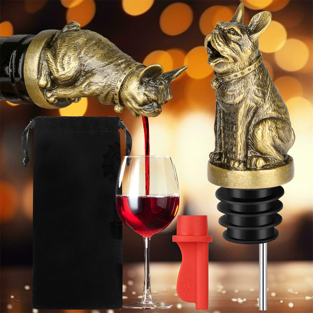 Kitchen Handy Gadgets - น่ารัก French Bulldog ไวน์ Pouer ขวดแชมเปญขวดเครื่องดื่มซีลสูญญากาศงานแต่งงานเครื่องมือห้องครัว
