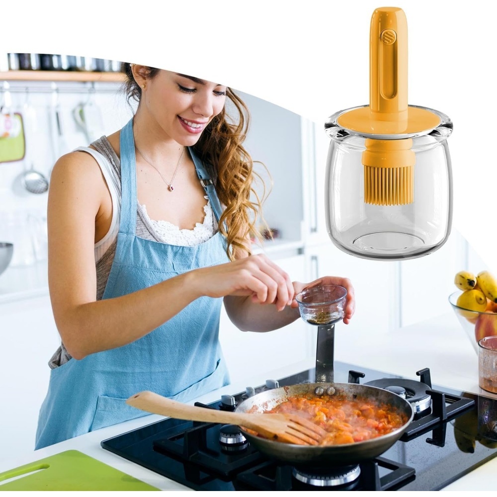 ที่จ่ายน้ำมันปรุงอาหาร， ขวดน้ำ - Kitchen Gadgets Dispenser Brush Holder บทวิจารณ์และราคา