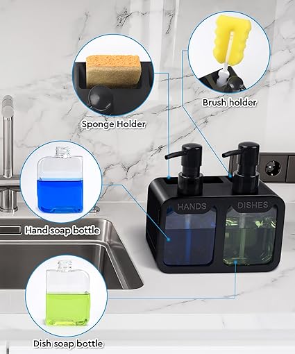 ชุดเครื่องจ่ายสบู่ล้างมือและสบ - Kitchen Gadgets Dispenser Brush Holder บทวิจารณ์และราคา