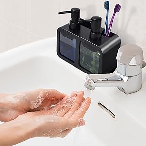 ชุดเครื่องจ่ายสบู่ล้างมือและสบ - Kitchen Gadgets Dispenser Brush Holder บทวิจารณ์และราคา