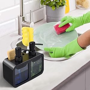ชุดเครื่องจ่ายสบู่ล้างมือและสบ - Kitchen Gadgets Dispenser Brush Holder บทวิจารณ์และราคา