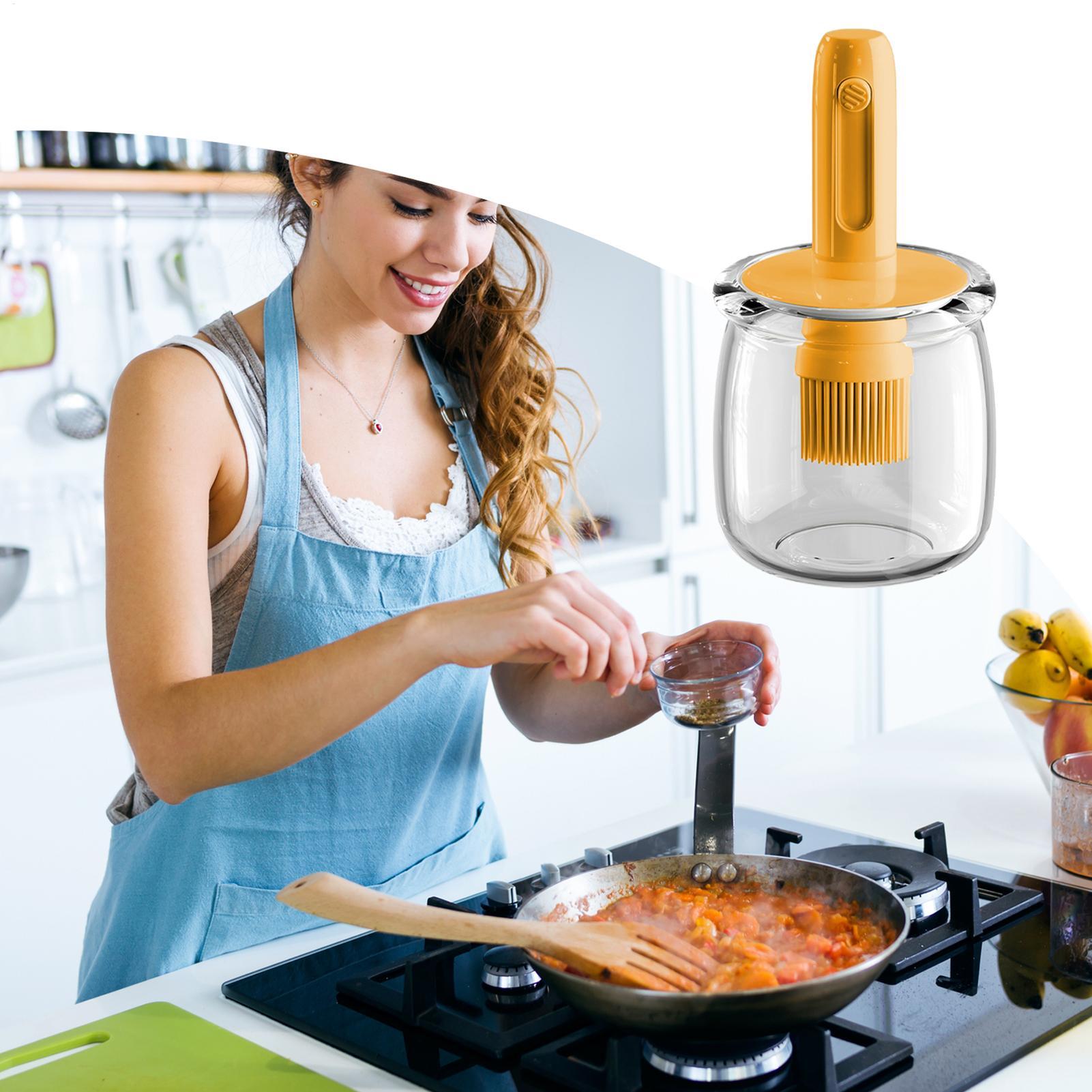 ตู้น้ํามันซิลิโคนขวดซอสแปรงที่ - Kitchen Gadgets Dispenser Brush Holder บทวิจารณ์และราคา