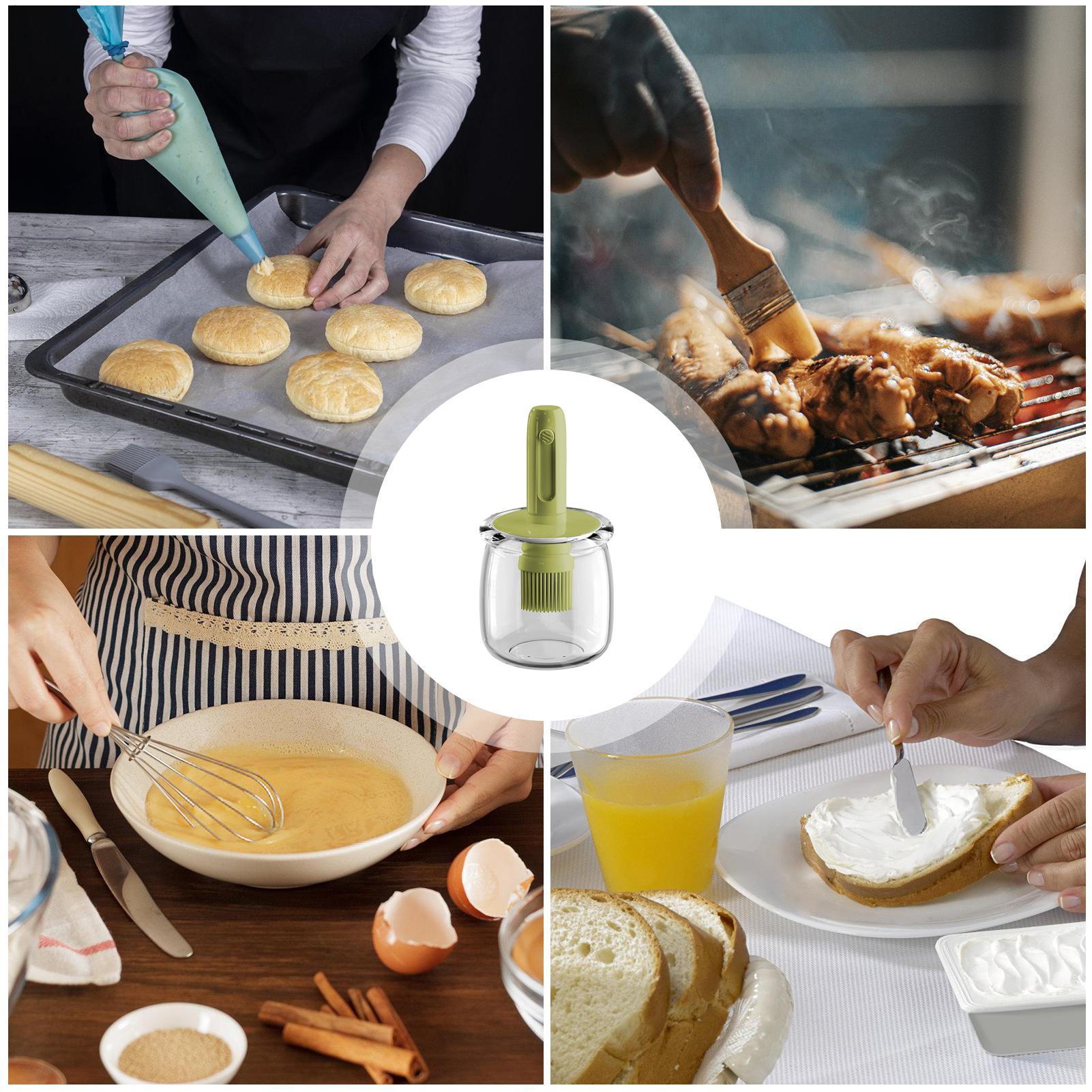 ตู้น้ํามันซิลิโคนขวดซอสแปรงที่ - Kitchen Gadgets Dispenser Brush Holder บทวิจารณ์และราคา
